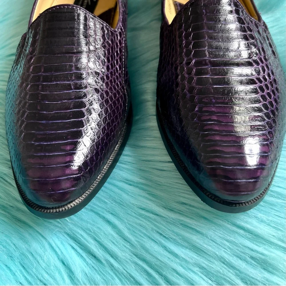 Giorgio Brutini Snake Skin Vintage Purple Loafers Men Size 11 Dress Shoes
